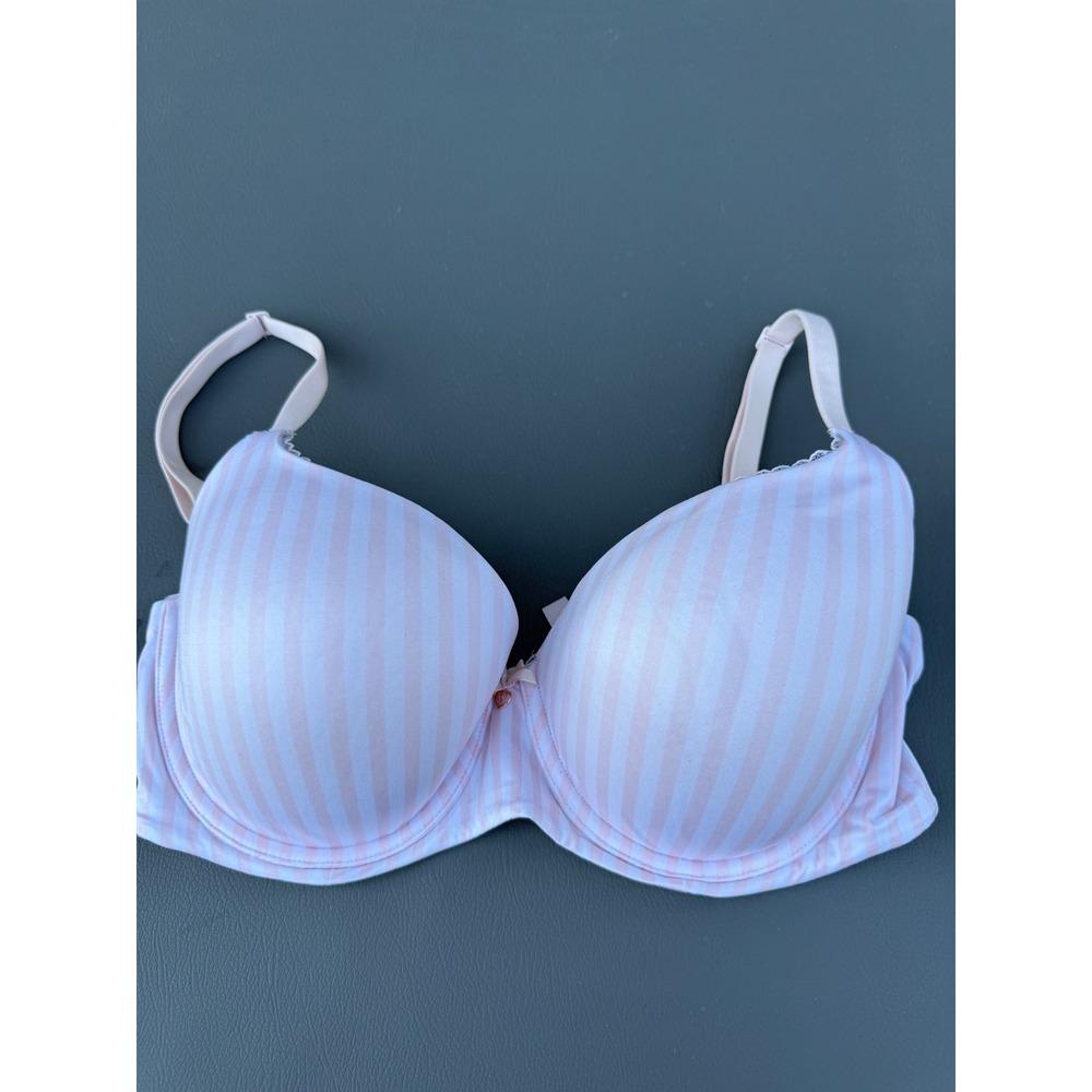 Victoria's Secret Body By Victoria Lined Demi Bra Pink White Stripe 34DDD F75 - Picture 2 of 5